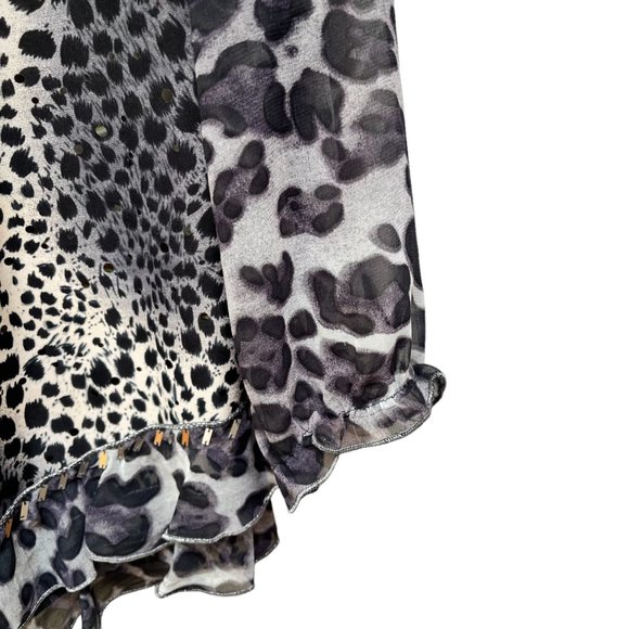 Amanda Collection Black and Cream Leopard Print Blouse Women's Size M - Picture 6 of 12